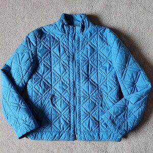 Talbots Blue Quilted Zipper Front Jacket size Small with Zipped Pockets